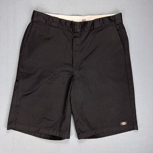 Dickie Short Mens 40x12 Loose Fit Black Chino Baggy Casual Workwear Flat Front - Picture 1 of 10